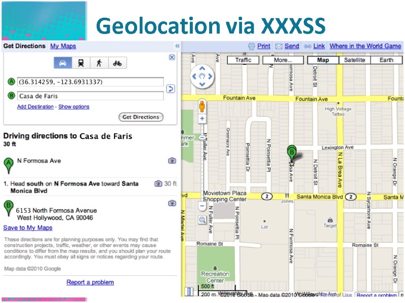 Geolocation via XXXSS